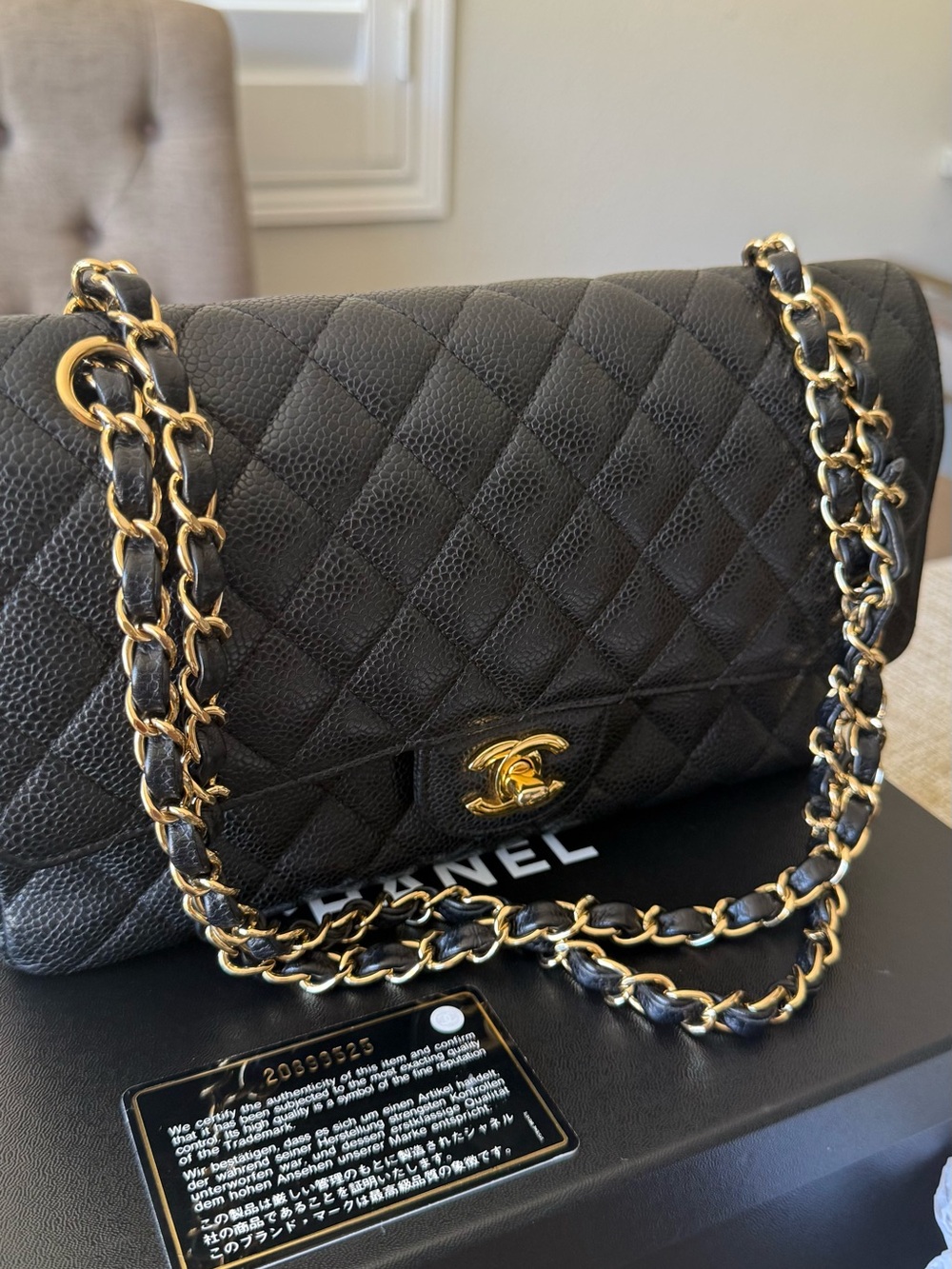 CHANEL Black Quilted Medium Caviar Shoulder Bag with Gold CC Hardware - Picture 14 of 14